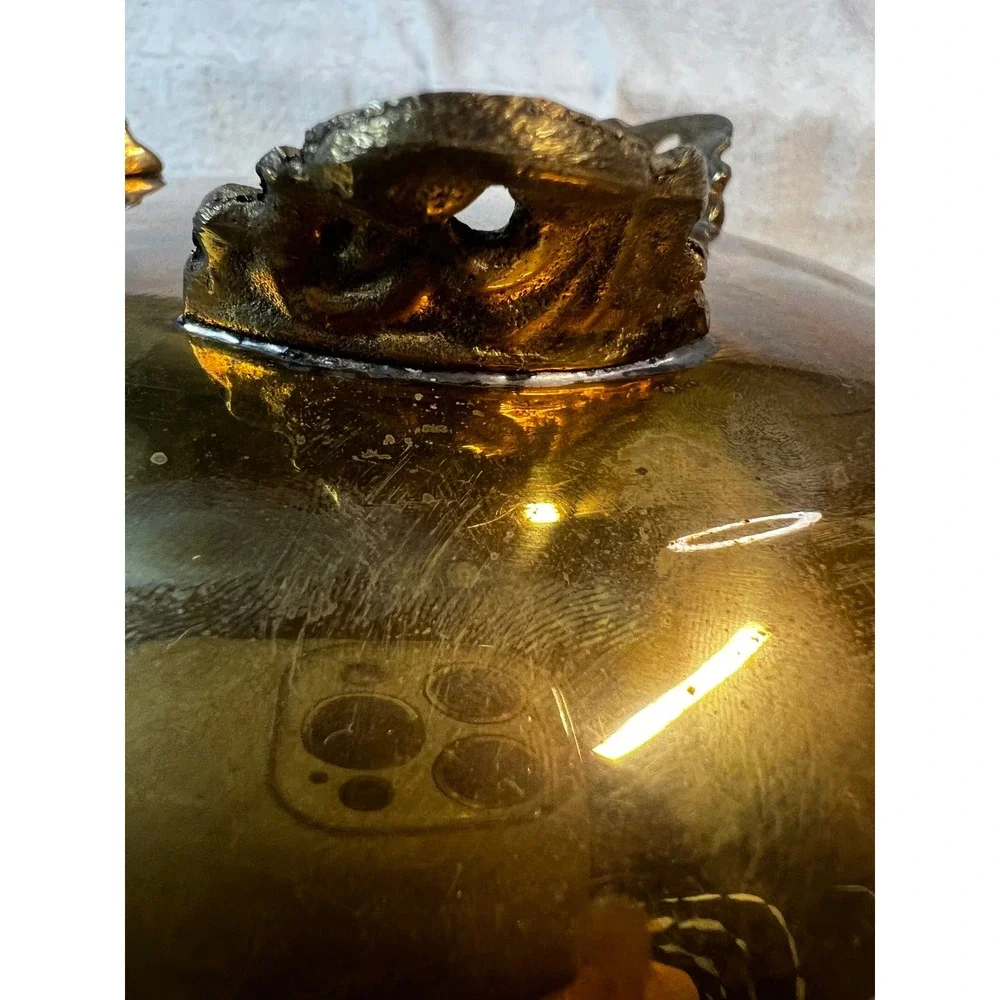 Vintage Brass Footed Planter‎ Reticulated Rim Lion Paw Feet Cachepot Bowl 7.5in